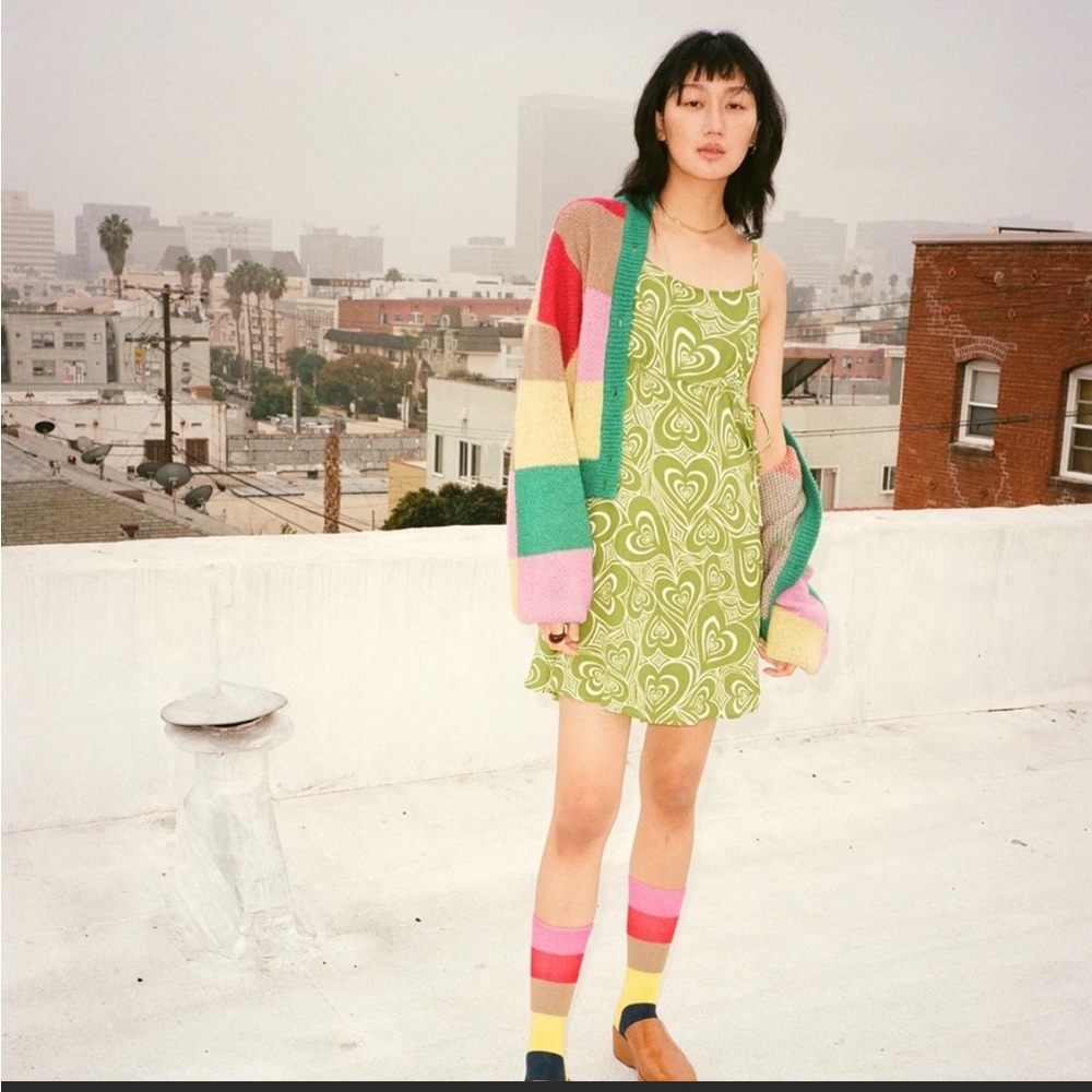 Lisa Says Gah Yolande mini dress wild hearts green